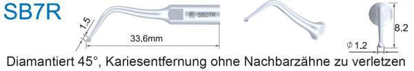 SBD7R Ultraschallspitze diamantiert zur Kariesentfernung distal