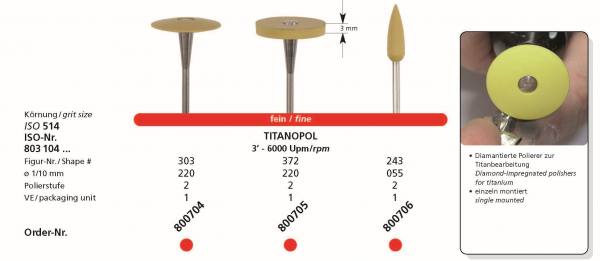 Spezial Polierer TITANOPOL - diamantierter Polierer fein für die Titanbearbeitung