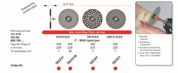 Flexible Diamantscheiben POLYFLEX, TRI-FLEX, CIRCO-FLEX - für Keramik und Komposite