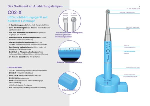 LED -Lichthärtung mit direktem Lichtkopf