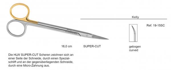 Chirurgische Schere "Kelly" Supercut - gebogen 16,0 cm