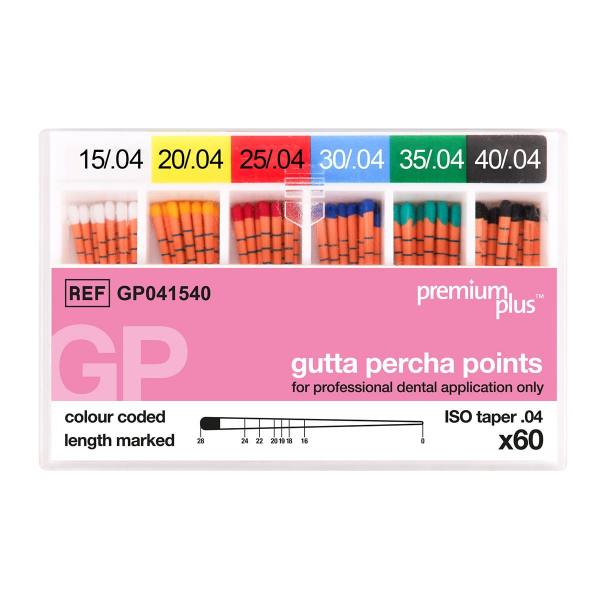 ISO Guttapercha Spitzen 4% farbcodiert Länge 28,0mm (60 Stück)