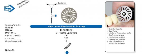 Flexible Diamantscheibe PLEXOFLEX für Keramik, Gips, extraharte Verblendungskunststoffe