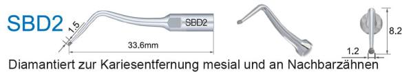 SBD2 Ultraschallspitze diamantiert zur Kariesentfernung mesial