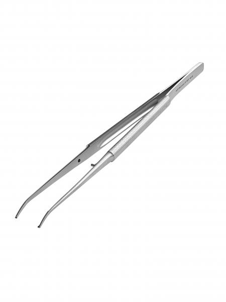 Mikro-Chirurgische Pinzette gebogen 1:2 Länge 18,0 cm - Edelstahl - glatter Rundgriff