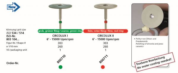 Zirkonbearbeitung CIROLUX I und II - Polierer supefein und fein für Zirkon und Presskeramik