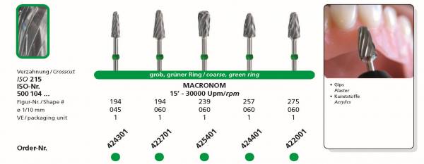 Hartmetallfräse MACRONOM - Einsatzgebiet: Gips und Kunststoffe