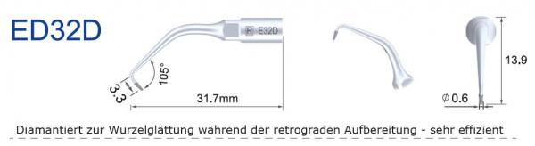 ED32D Ultraschallspitze diamantiert für die retrograde Wurzelkanalaufbereitung