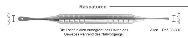 Raspatorium mit Lochfunktion 7,0 / 4,0 mm im Ø 10mm Hohlgriff