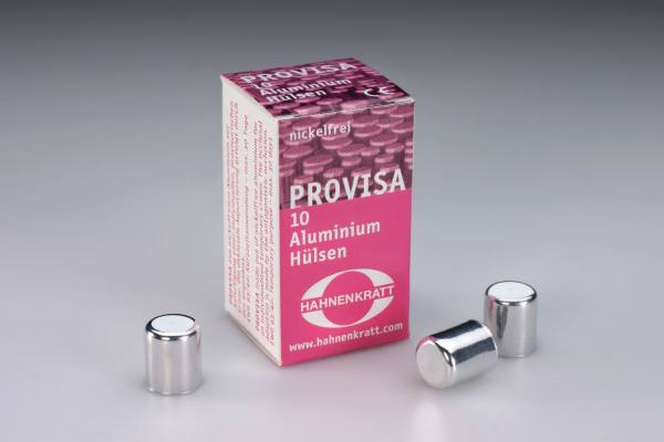 PROVISA Aluminium-Schutzhüllen - Plastikbox mit 100 provisorischen Hülsen