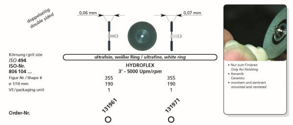 Flexible Diamantscheibe HYDROFLEX nur zum Finieren von Keramik