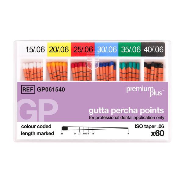 ISO Guttapercha Spitzen 6% farbcodiert Länge 28,0mm (60 Stück)
