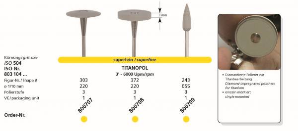 Spezial Polierer TITANOPOL - diamantierter Polierer superfeiner für die Titanbearbeitung