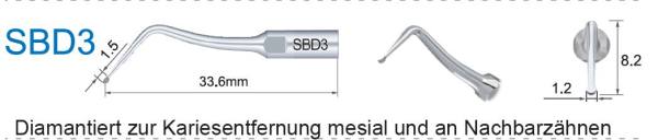 SBD3 Ultraschallspitze diamantiert Kariesentfernung distal