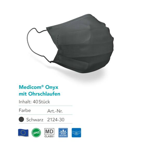Medicom® Onyx™ medizinischer Mundschutz, schwarz Typ IIR